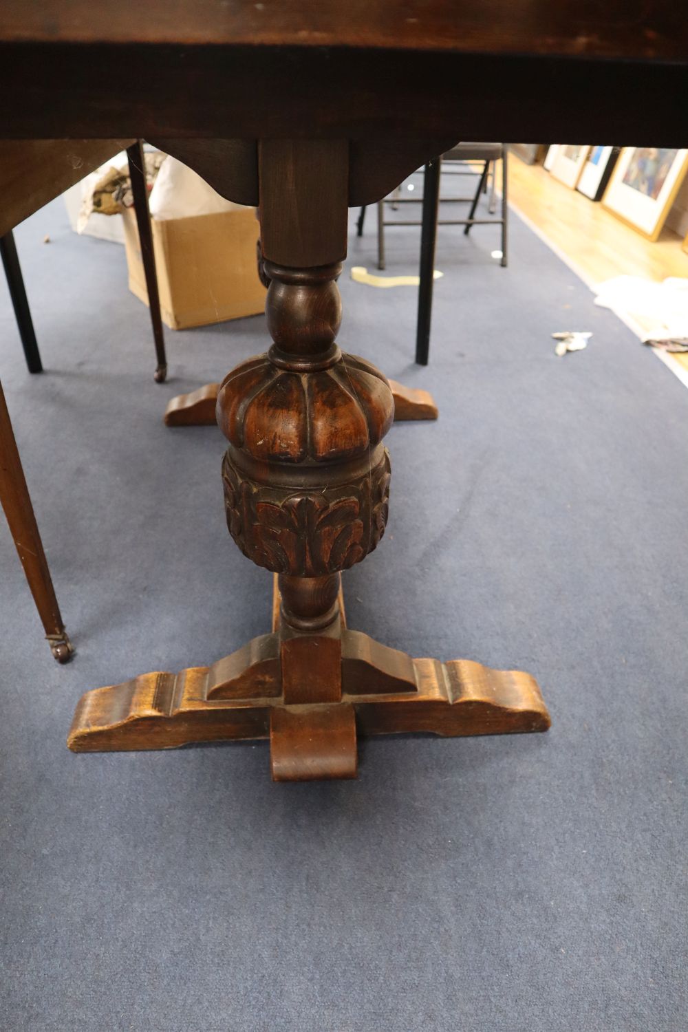 A small 17th century style oak refectory table, 137 x 69cm height 74cm